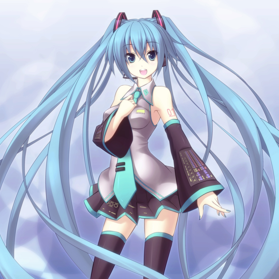 Garuku Vocaloid Hatsune Miku Headphones Thighhighs 144651 Yandere